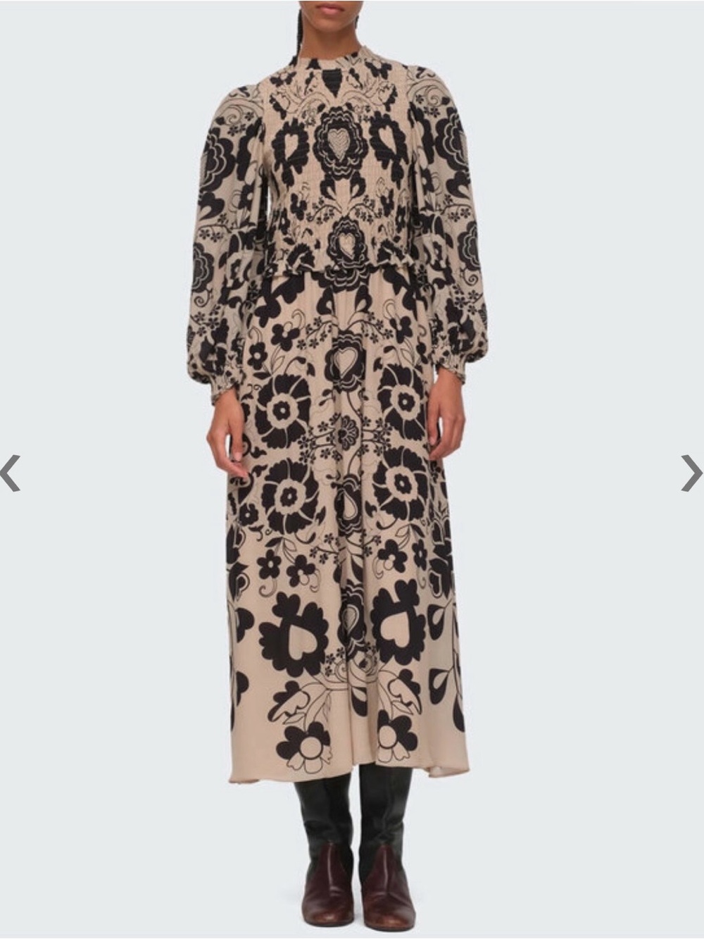 NWOT Sea New York Ecru and Black Floral Long Sleeve Dress - Picture 2 of 8